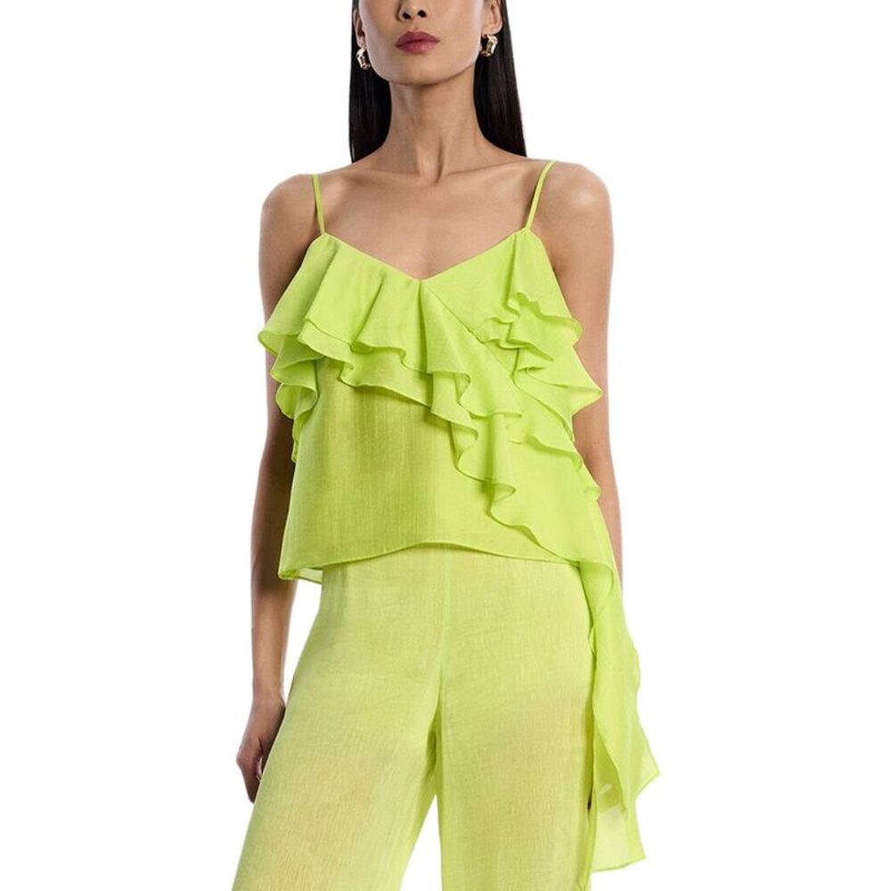 Bcbgmaxazria Womens Linen-Blend Flounce Cami